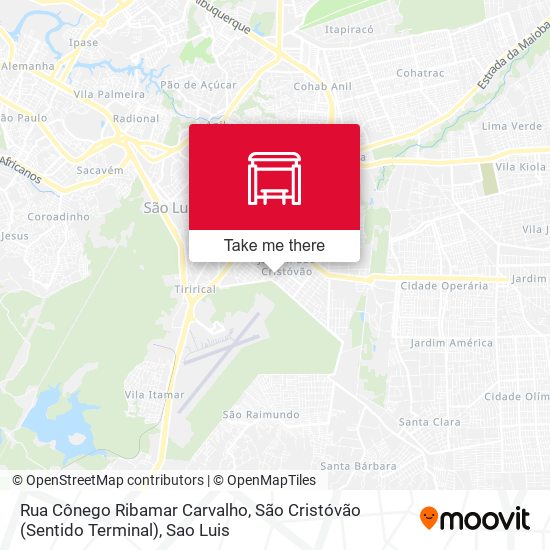Mapa Rua Cônego Ribamar Carvalho, São Cristóvão (Sentido Terminal)