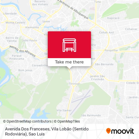 Avenida Dos Franceses, Vila Lobão (Sentido Rodoviária) map