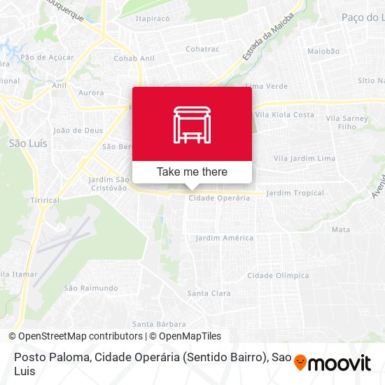 Mapa Posto Paloma, Cidade Operária (Sentido Bairro)