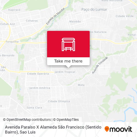 Mapa Avenida Paraíso X Alameda São Francisco (Sentido Bairro)