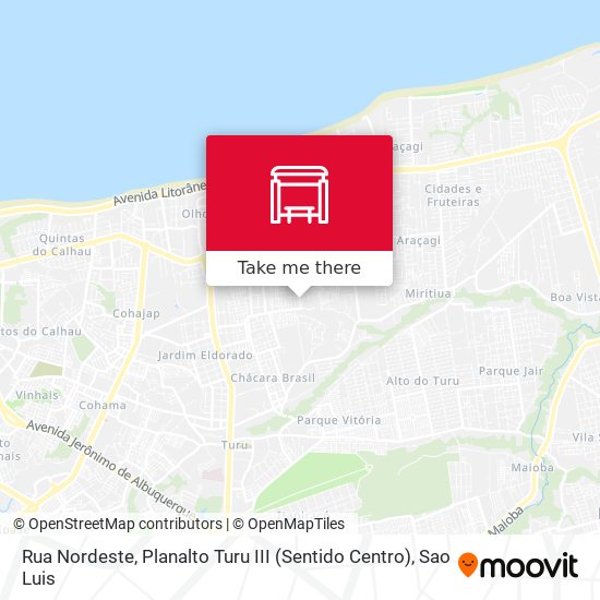 Mapa Rua Nordeste, Planalto Turu III (Sentido Centro)