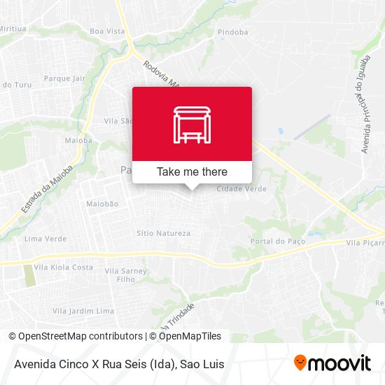 Avenida Cinco X Rua Seis (Ida) map