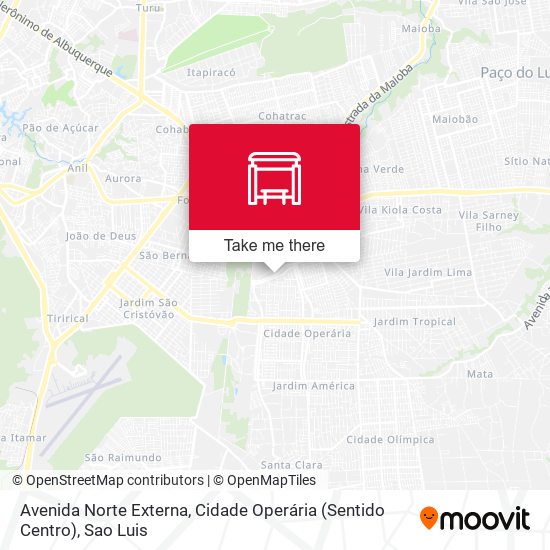 Avenida Norte Externa, Cidade Operária (Sentido Centro) map