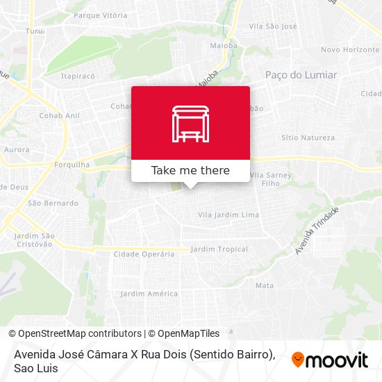 Mapa Avenida José Câmara X Rua Dois (Sentido Bairro)