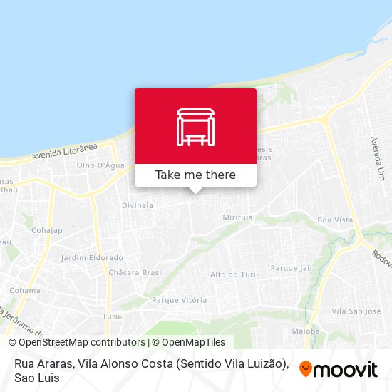 Mapa Rua Araras, Vila Alonso Costa (Sentido Vila Luizão)