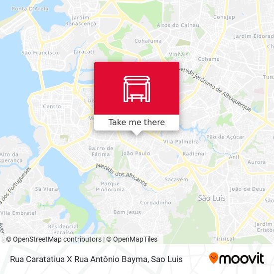Mapa Rua Caratatiua X Rua Antônio Bayma