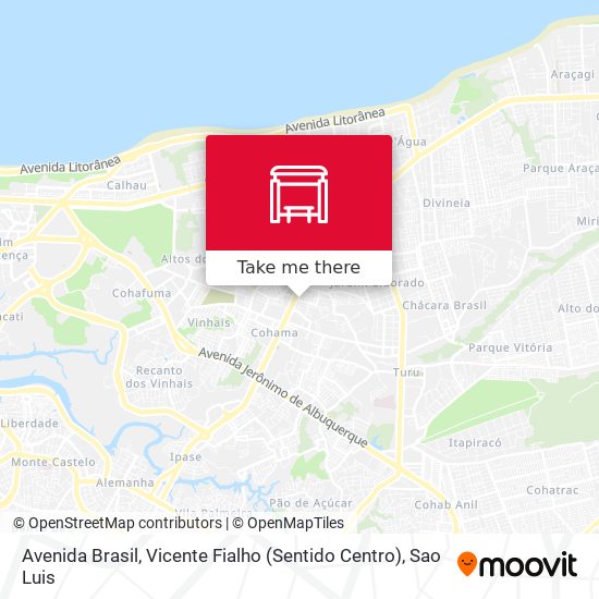 Mapa Avenida Brasil, Vicente Fialho (Sentido Centro)