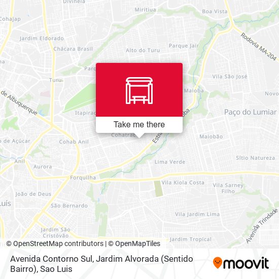 Avenida Contorno Sul, Jardim Alvorada (Sentido Bairro) map