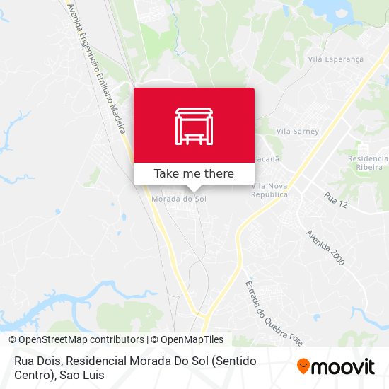 Mapa Rua Dois, Residencial Morada Do Sol (Sentido Centro)