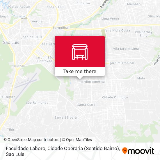 Mapa Faculdade Laboro, Cidade Operária (Sentido Bairro)