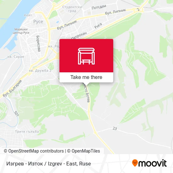 Карта Изгрев - Изток / Izgrev - East