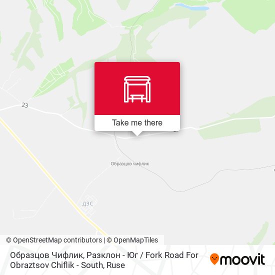 Образцов Чифлик, Разклон - Юг / Fork Road For Obraztsov Chiflik - South map