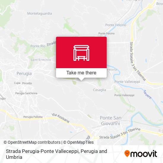 Strada Perugia-Ponte Valleceppi map