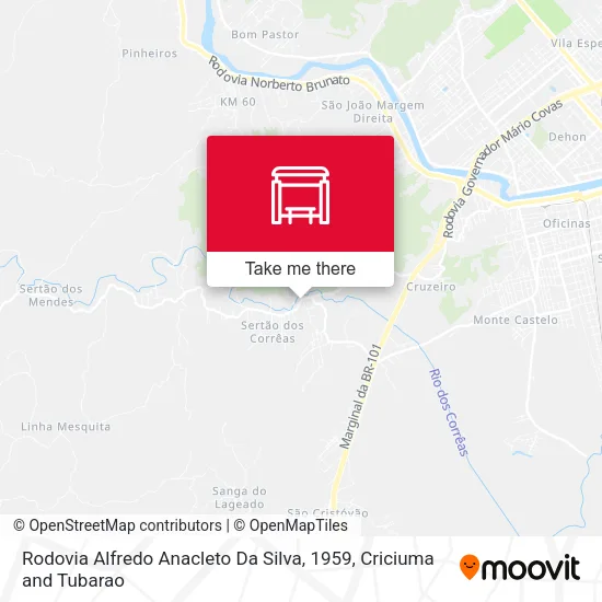 Rodovia Alfredo Anacleto Da Silva, 1959 map