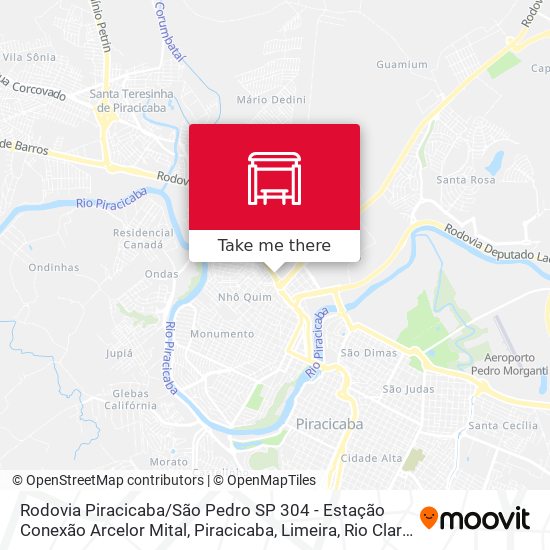 Mapa Rodovia Piracicaba / São Pedro SP 304 - Estação Conexão Arcelor Mital