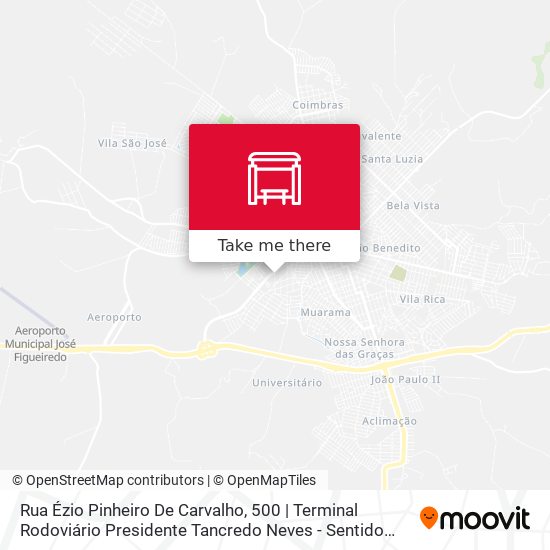 Rua Ézio Pinheiro De Carvalho, 500 | Terminal Rodoviário Presidente Tancredo Neves - Sentido Cohab map