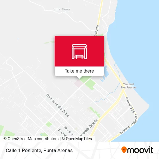 Mapa de Calle 1 Poniente