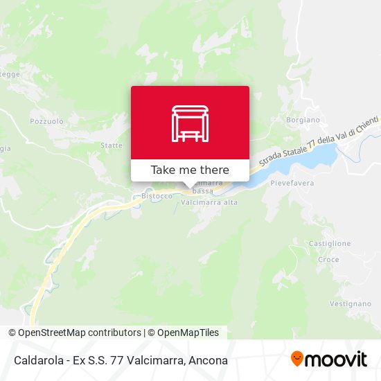Caldarola - Ex S.S. 77 Valcimarra map