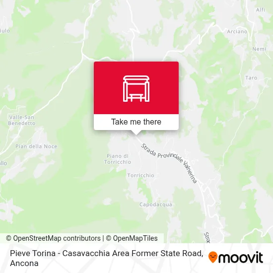 Pieve Torina - Casavacchia Area Former State Road map