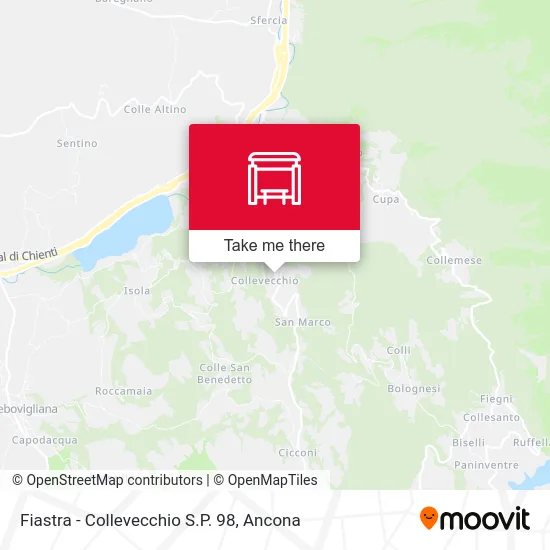 Fiastra - Collevecchio Provincial Road 98 map