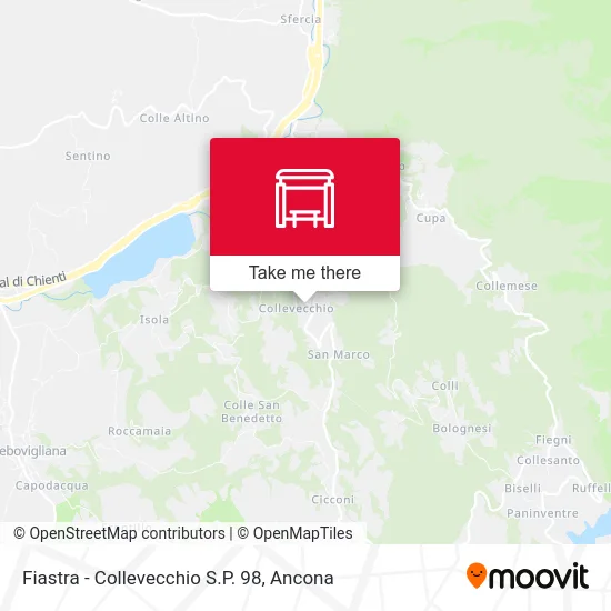 Fiastra - Collevecchio Provincial Road 98 map