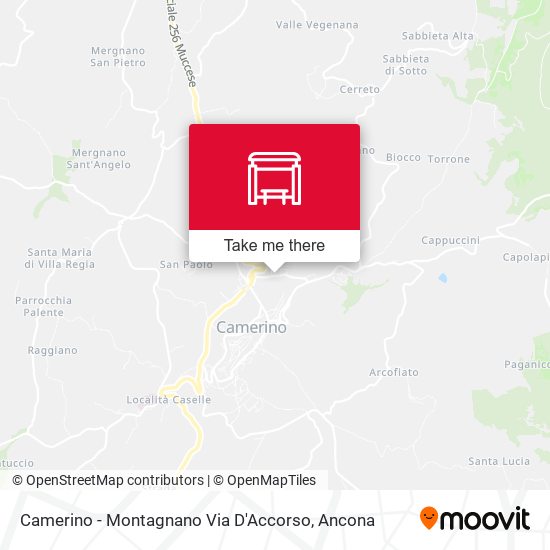 Camerino - Montagnano Via D'Accorso map
