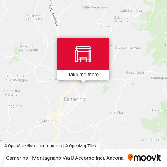 Camerino - Montagnano Via D'Accorso Incr map