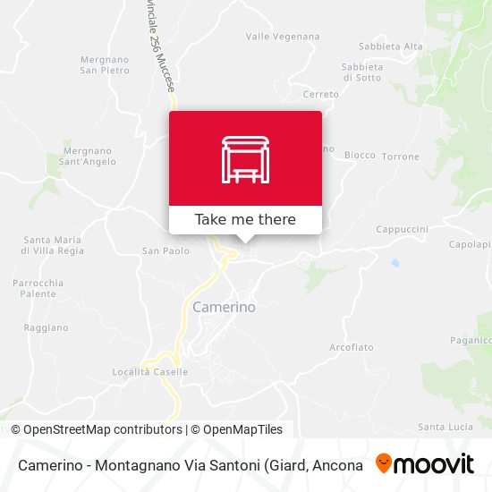 Camerino - Montagnano Via Santoni map