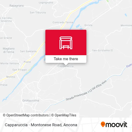 Capparuccia - Montonese Road map