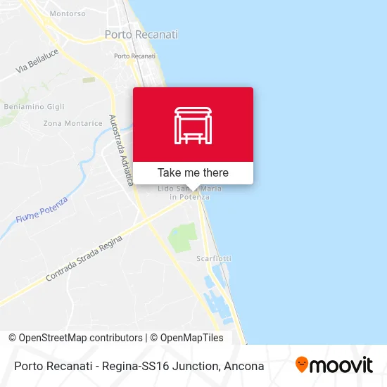Porto Recanati - Regina-SS16 Junction map