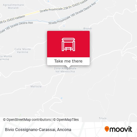 Bivio Cossignano-Carassai map