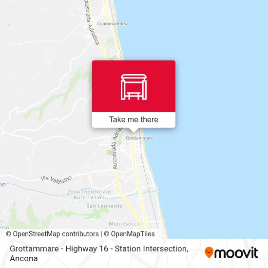 Grottammare - Highway 16 - Station Intersection map