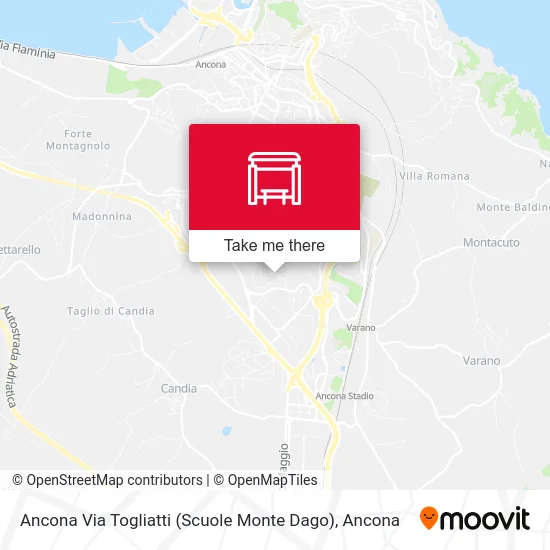 Ancona Via Togliatti (Monte Dago Schools) map