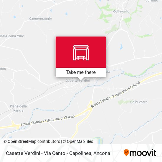 Casette Verdini - Via Cento - Capolinea map