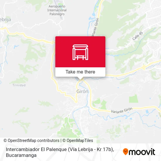 Mapa de Intercambiador El Palenque (Vía Lebrija - Kr 17b)