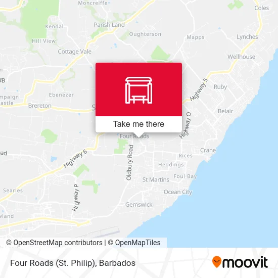 Four Roads (St. Philip) map