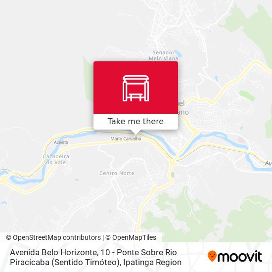 Mapa Avenida Belo Horizonte, 10 - Ponte Sobre Rio Piracicaba (Sentido Timóteo)