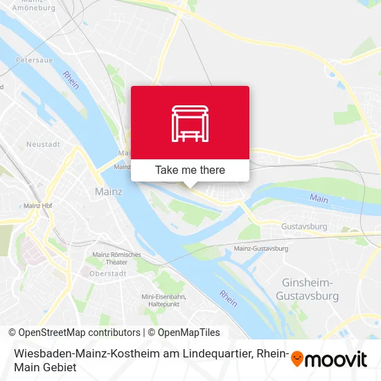 Карта Wiesbaden-Mainz-Kostheim am Lindequartier