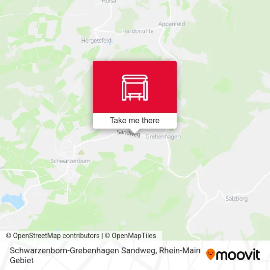 Schwarzenborn-Grebenhagen Sandweg map