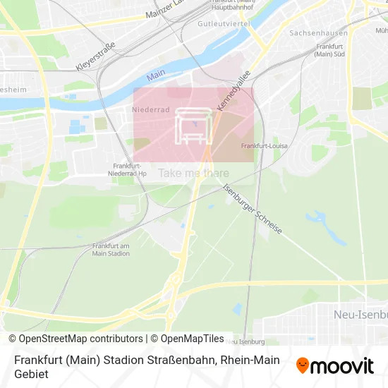 Карта Frankfurt (Main) Stadion Straßenbahn
