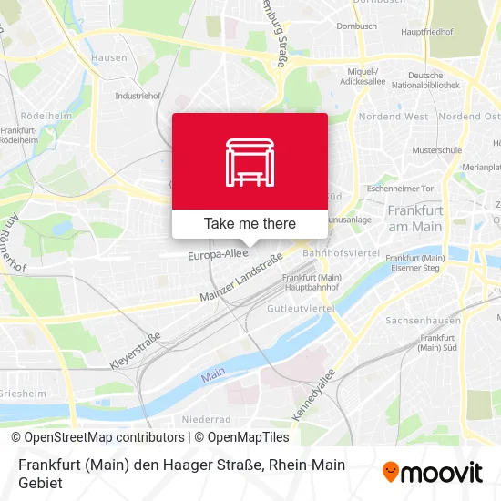 Карта Frankfurt (Main) den Haager Straße
