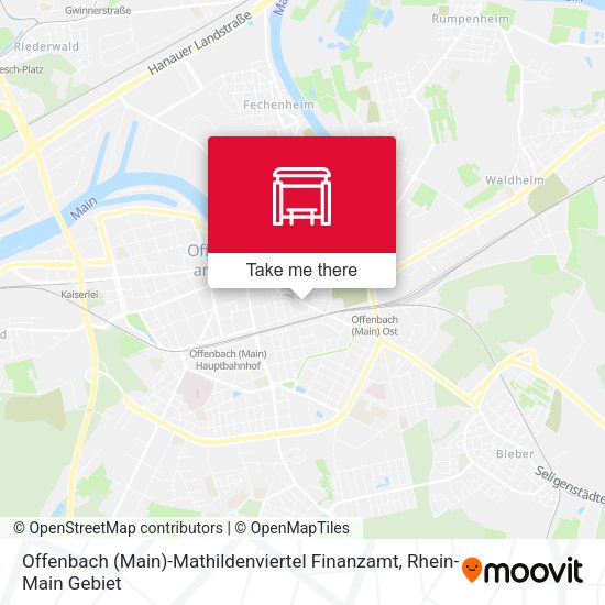 Карта Offenbach (Main)-Mathildenviertel Finanzamt