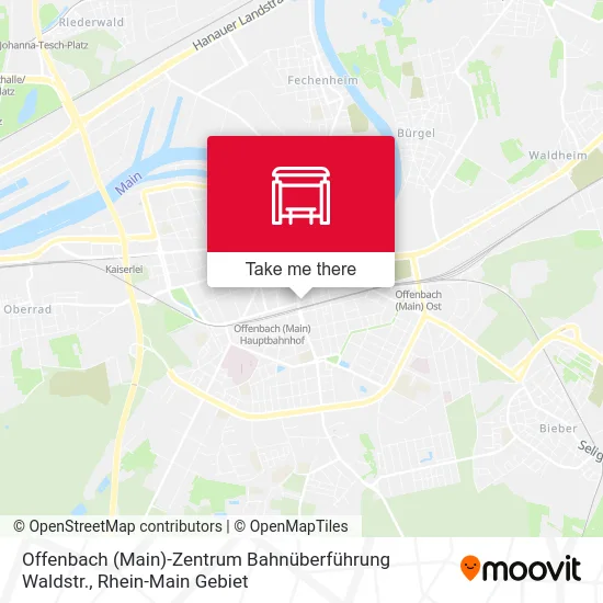 Карта Offenbach (Main)-Zentrum Bahnüberführung Waldstr.