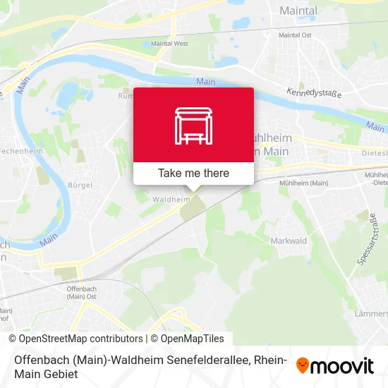 Карта Offenbach (Main)-Waldheim Senefelderallee