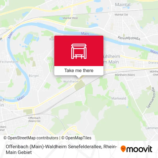 Карта Offenbach (Main)-Waldheim Senefelderallee
