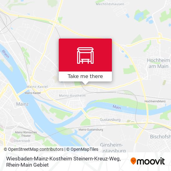 Карта Wiesbaden-Mainz-Kostheim Steinern-Kreuz-Weg