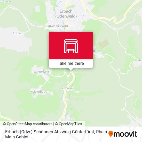 Erbach (Odw.)-Schönnen Abzweig Günterfürst map