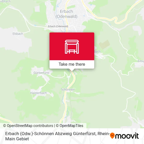 Карта Erbach (Odw.)-Schönnen Abzweig Günterfürst