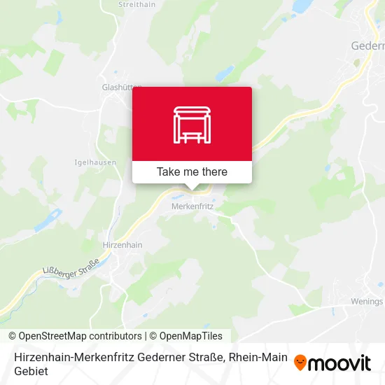 Карта Hirzenhain-Merkenfritz Gederner Straße
