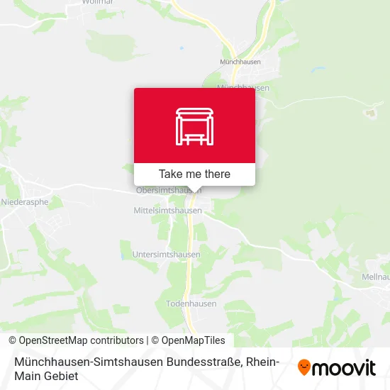 Карта Münchhausen-Simtshausen Bundesstraße